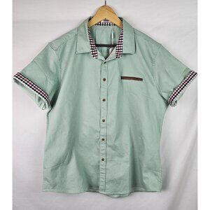 COOFANDY Men's Shirt Size XL Green Short Sleeve Button Down Flip Cuffs Top